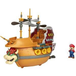 New Nintendo Super Mario Deluxe Airship Playset - Bowser Ship with Mario figure